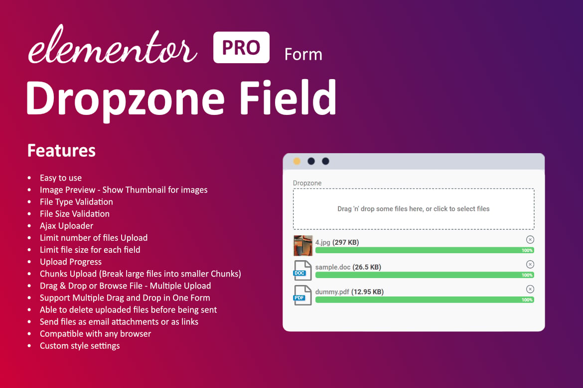 Dropzone Field For Elementor Form 1.3.0