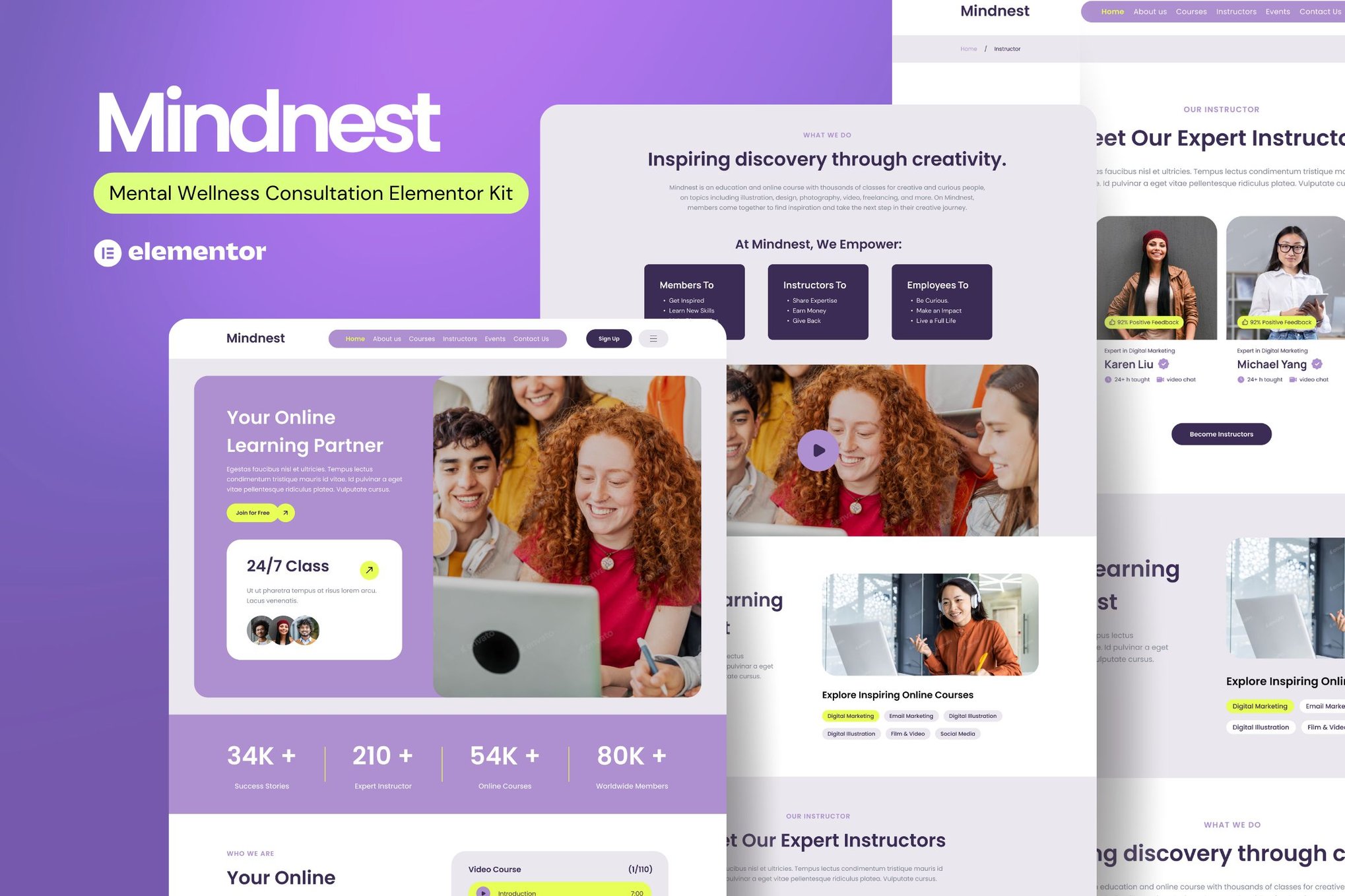 Mindnest - Mental Wellness Consultation Elementor Template Kit