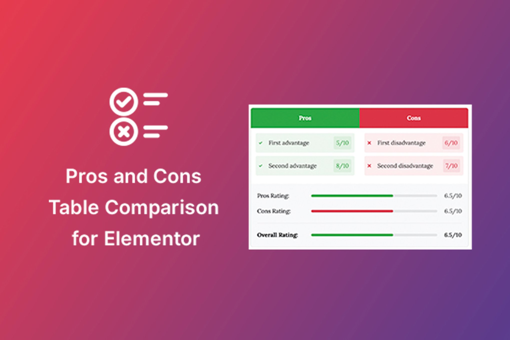 Pros & Cons Widget for Elementor 1.2.0