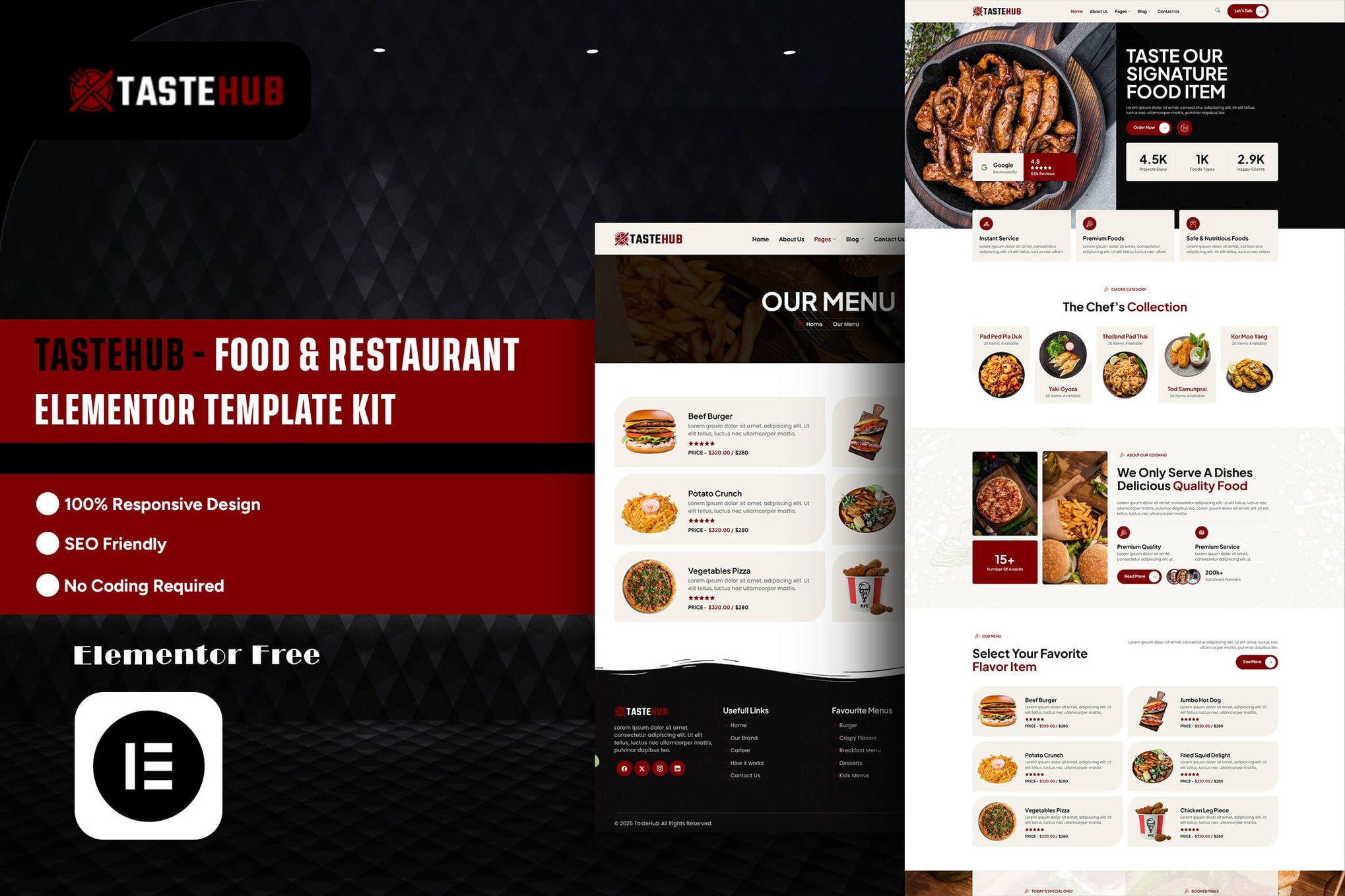 Tastehub - Food & Restaurant Elementor Template Kit