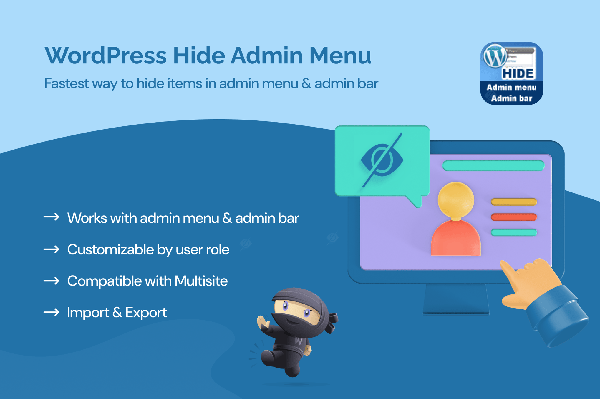 WordPress Hide Admin Menu Plugin 3.1.0