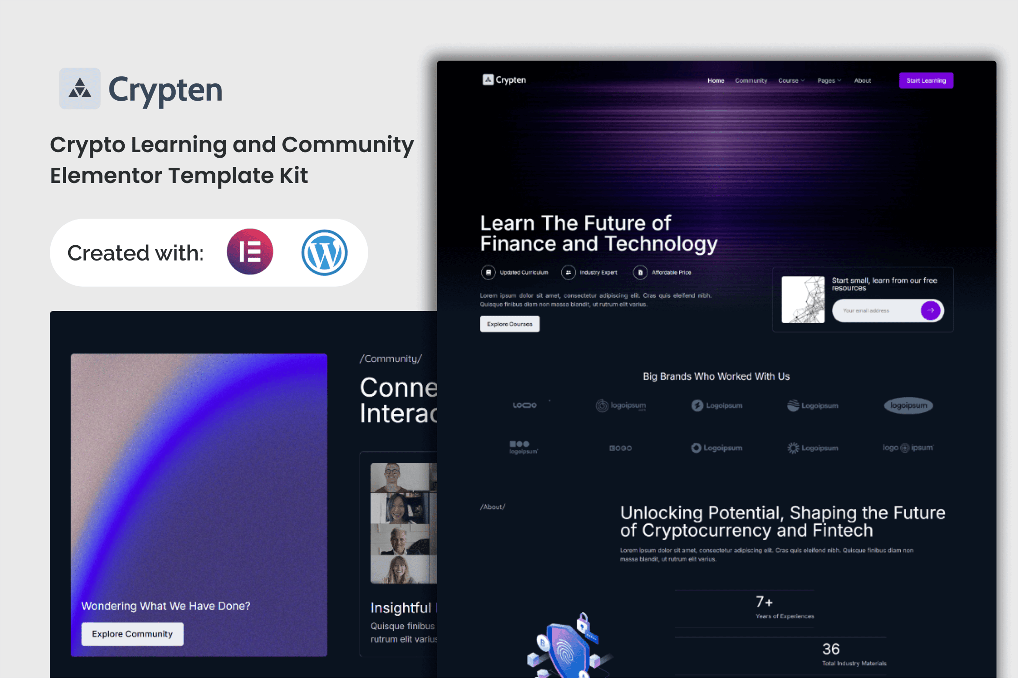 Crypten - Crypto Learning and Community Elementor Template Kit