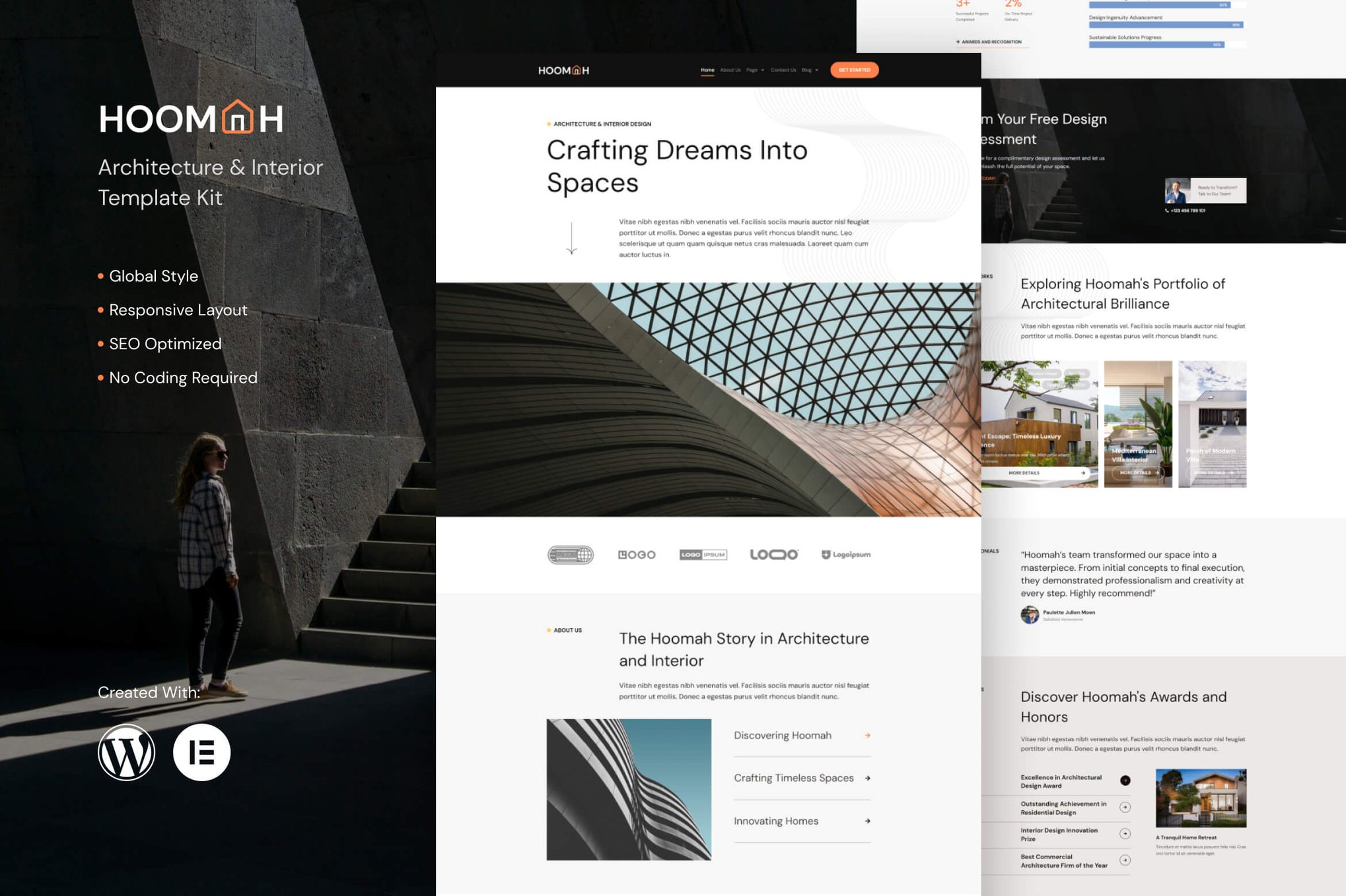 Hoomah - Architecture & Design Interior Elementor Pro Template Kit
