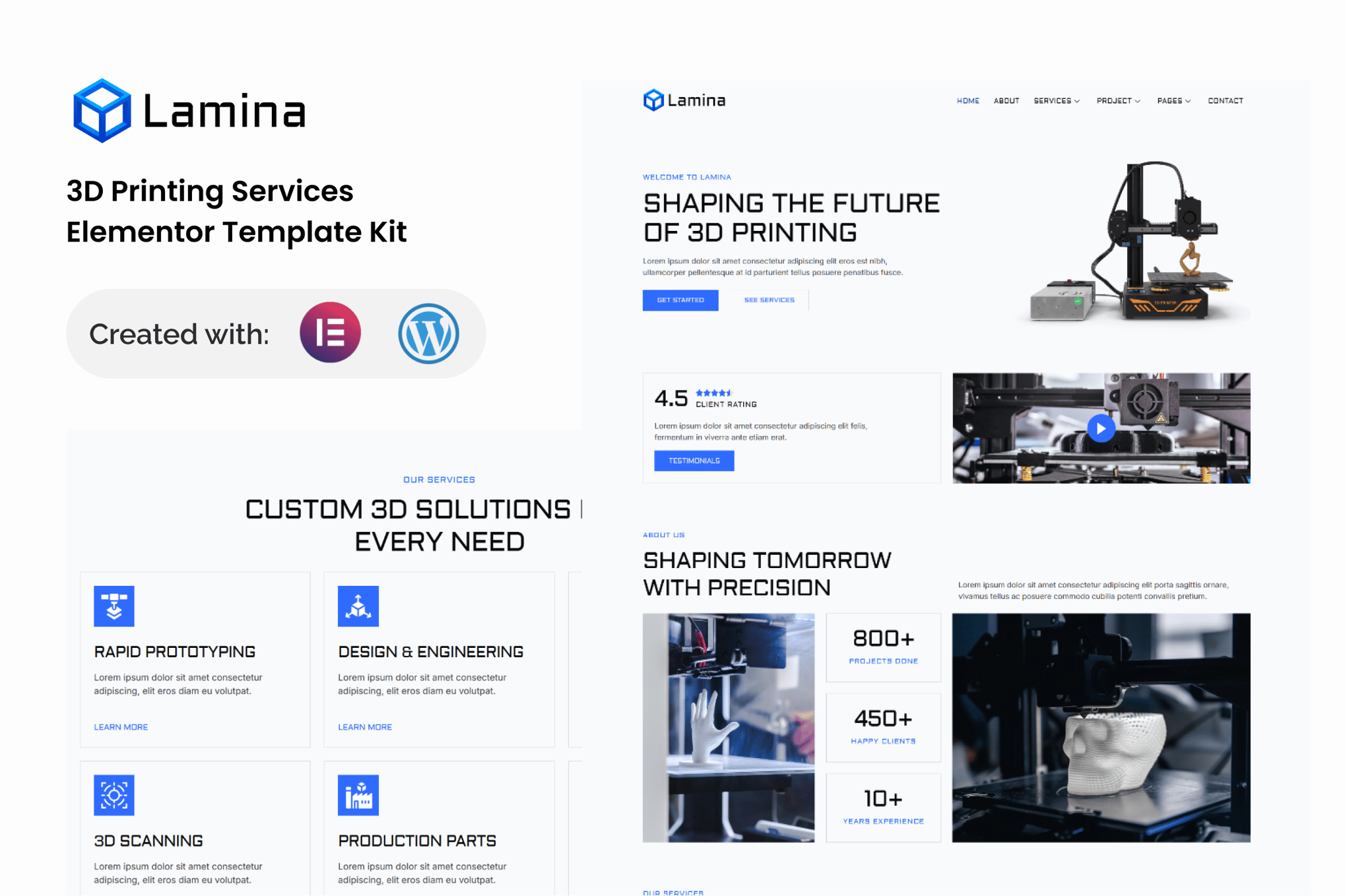 Lamina - 3D Printing Services Elementor Template Kit