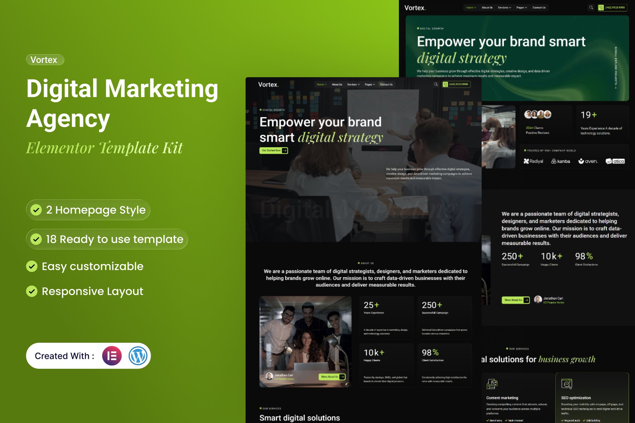 Vortex - Digital Marketing Agency Elementor Template Kit