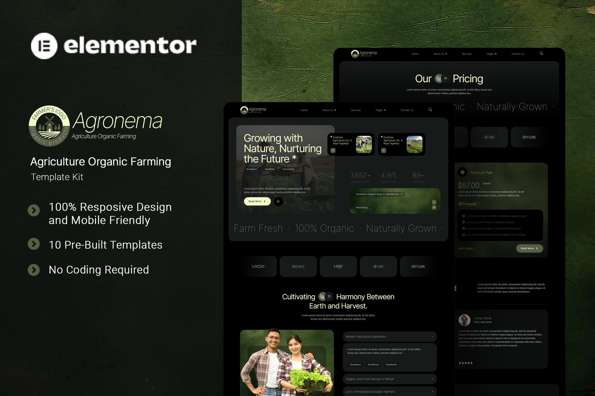 Agronema - Agriculture Organic Farming Elementor Template Kit