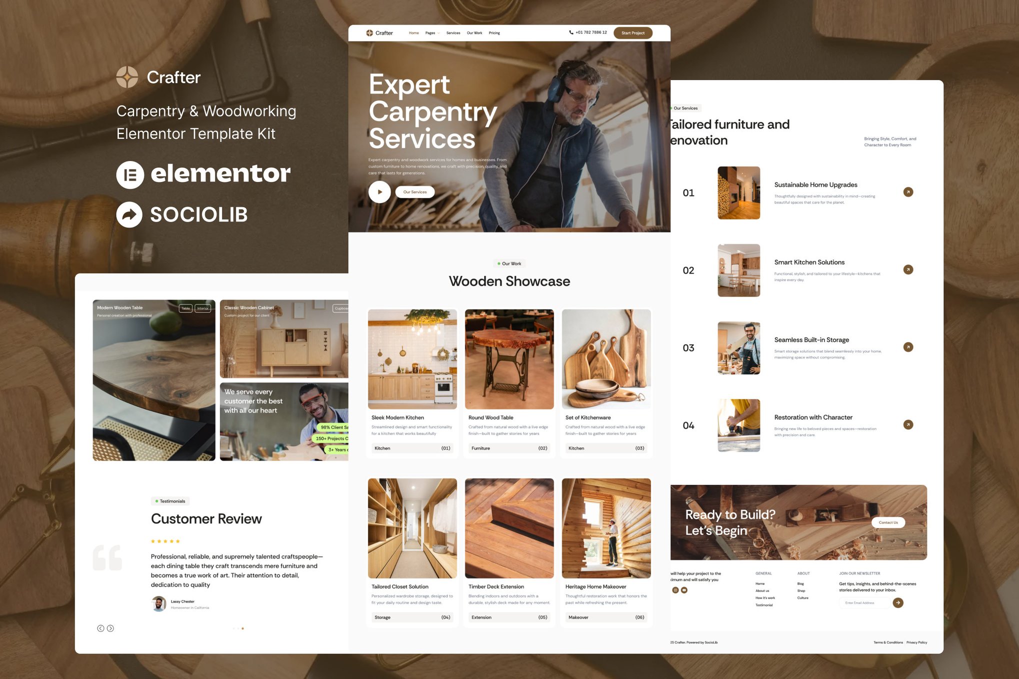 Crafter - Carpentry & Woodworking Elementor Template Kit