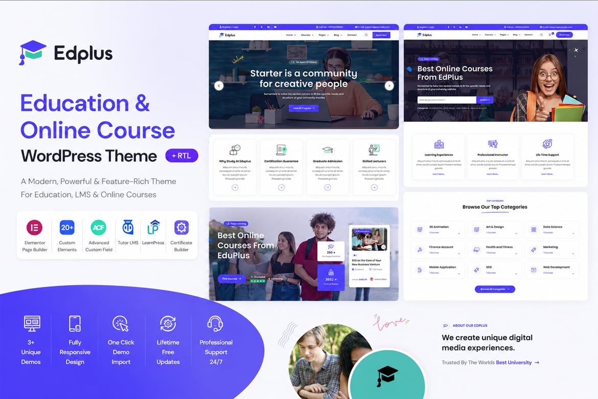 Edplus – Education & Online Course WordPress Theme 1.2.3