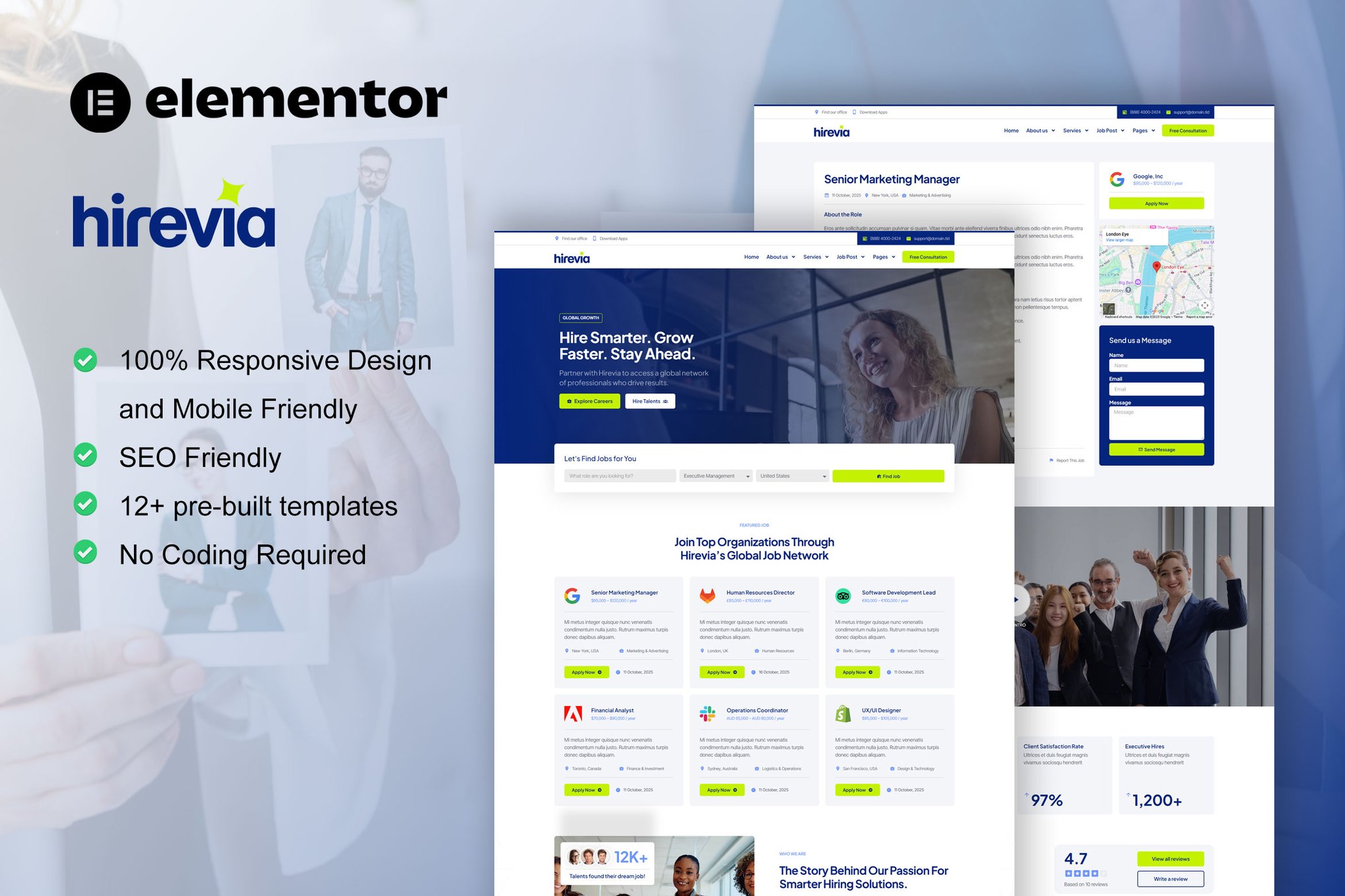 Hirevia - Human Resource & Recruitment Elementor Template Kit