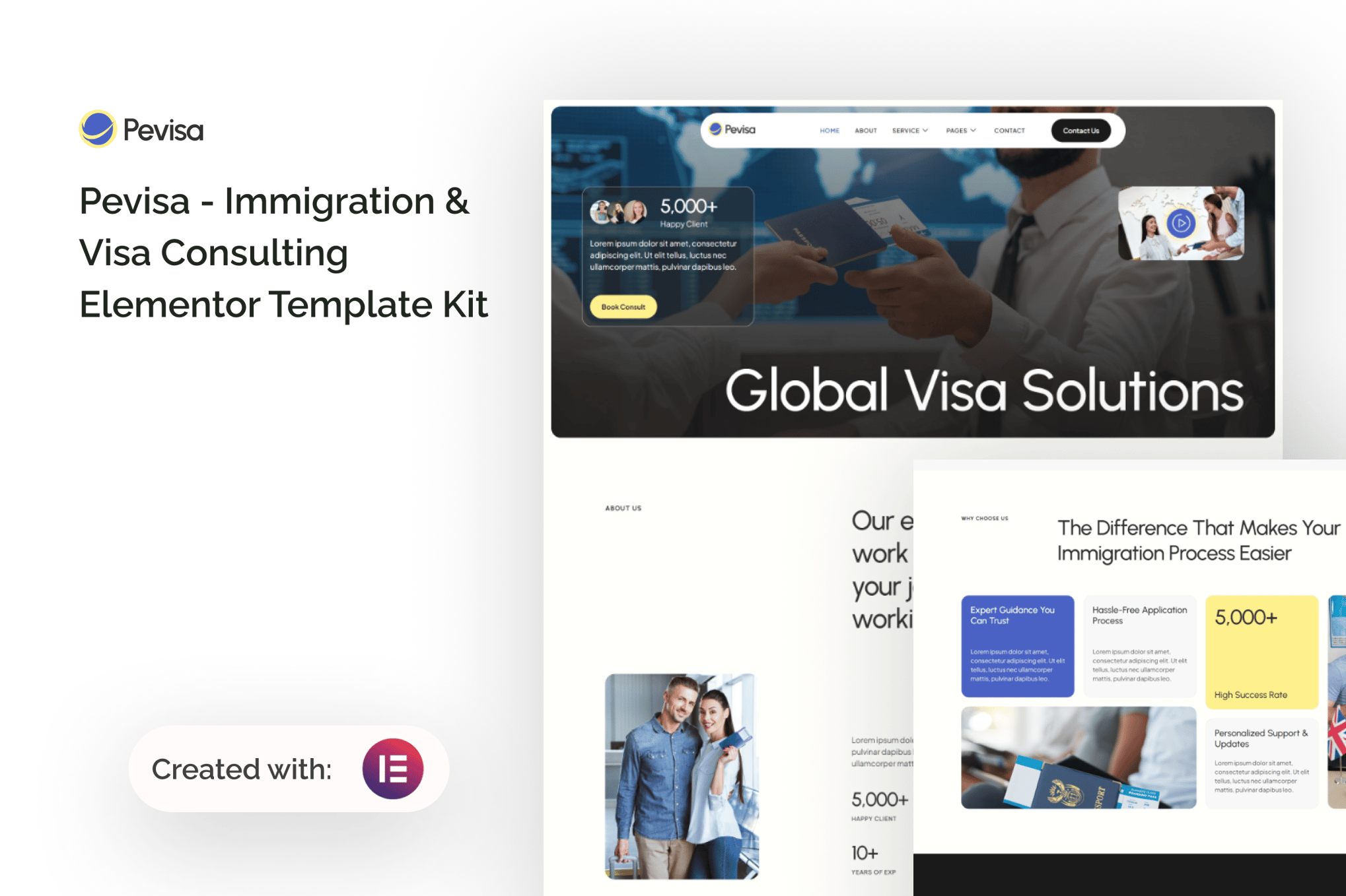 Pevisa - Immigration & Visa Consulting Elementor Template Kit
