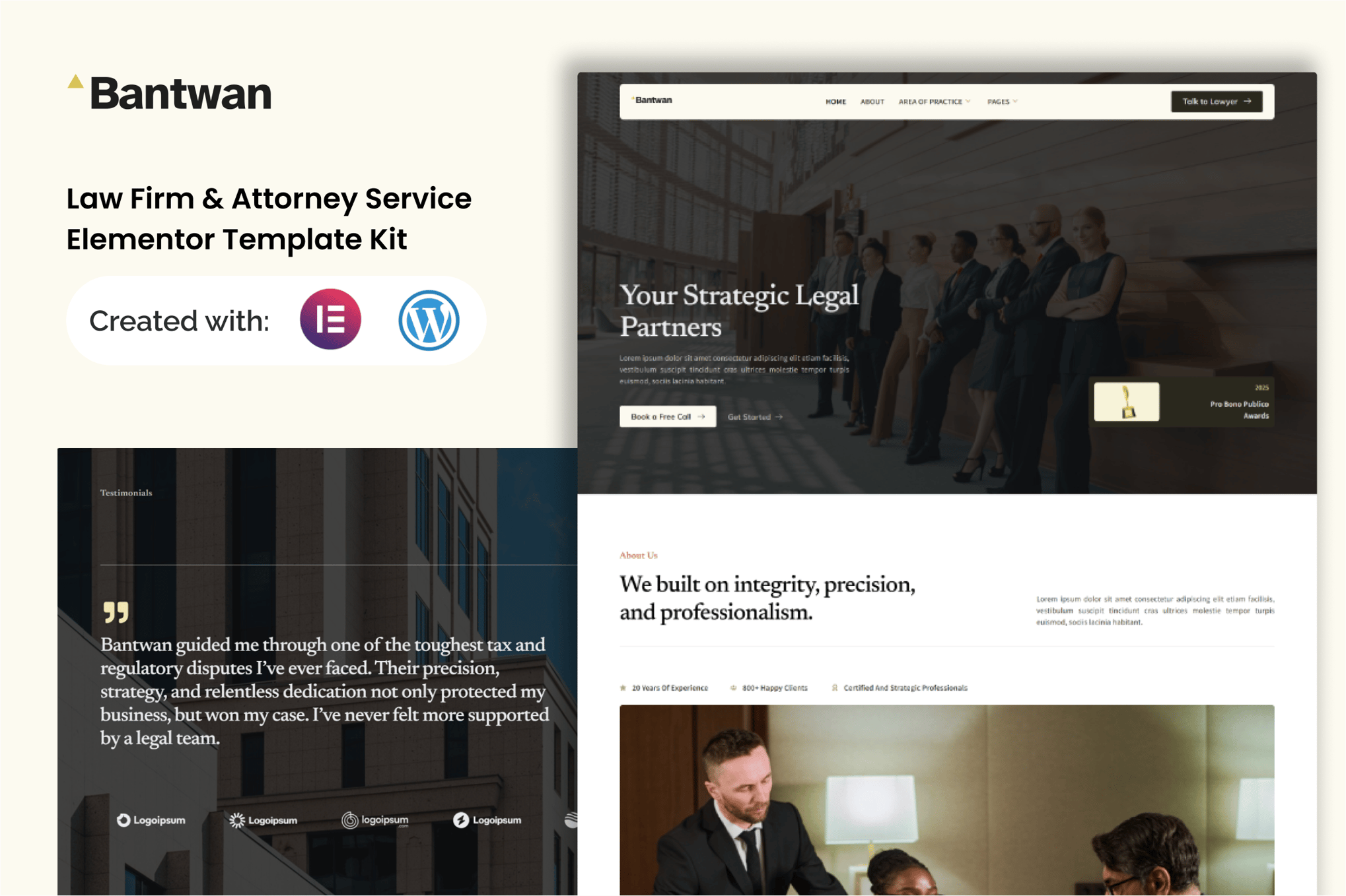 Bantwan - Law Firm & Attorney Service Elementor Template Kit