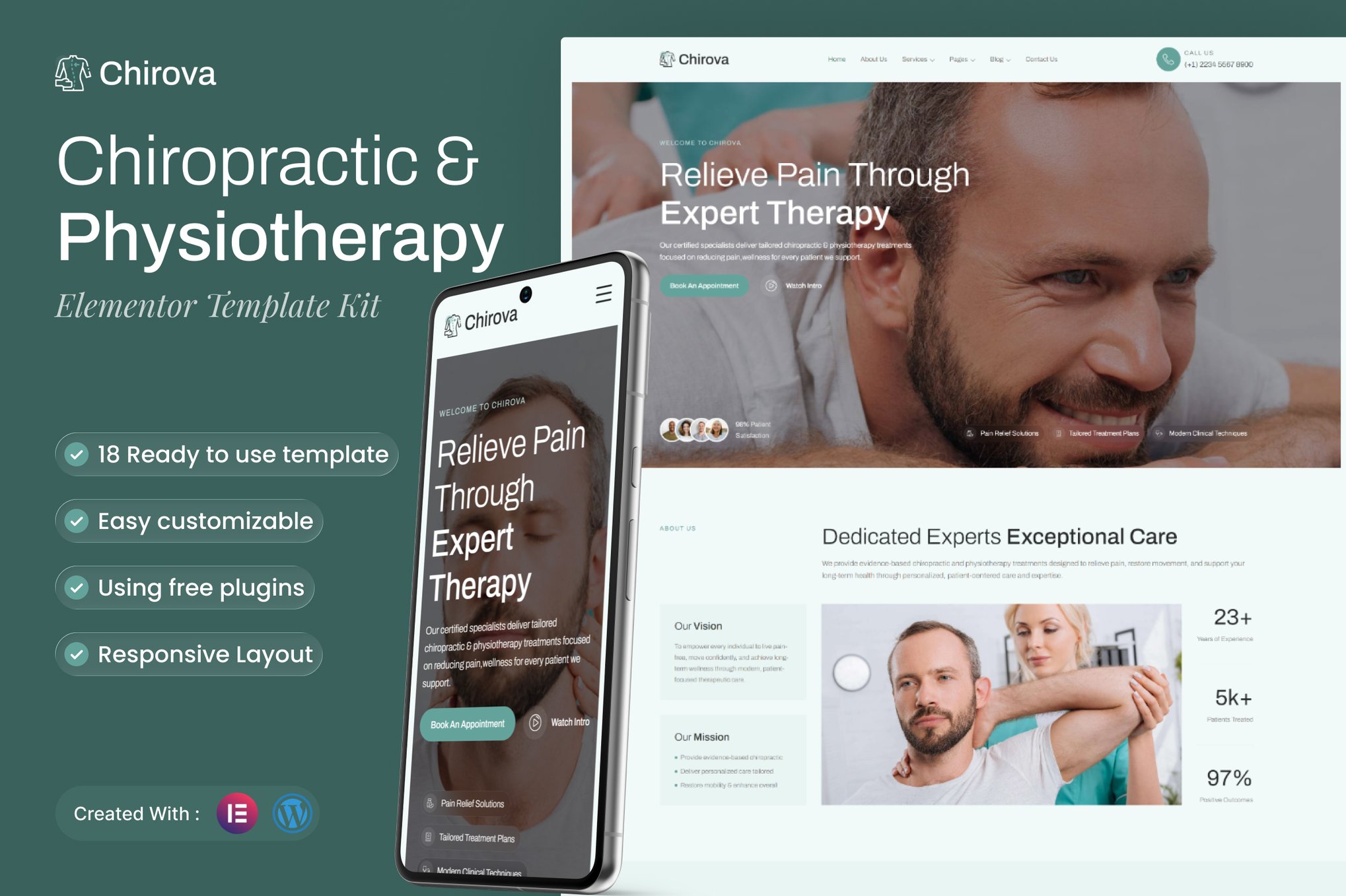 Chirova - Chiropractic & Physiotherapy Elementor Template Kit
