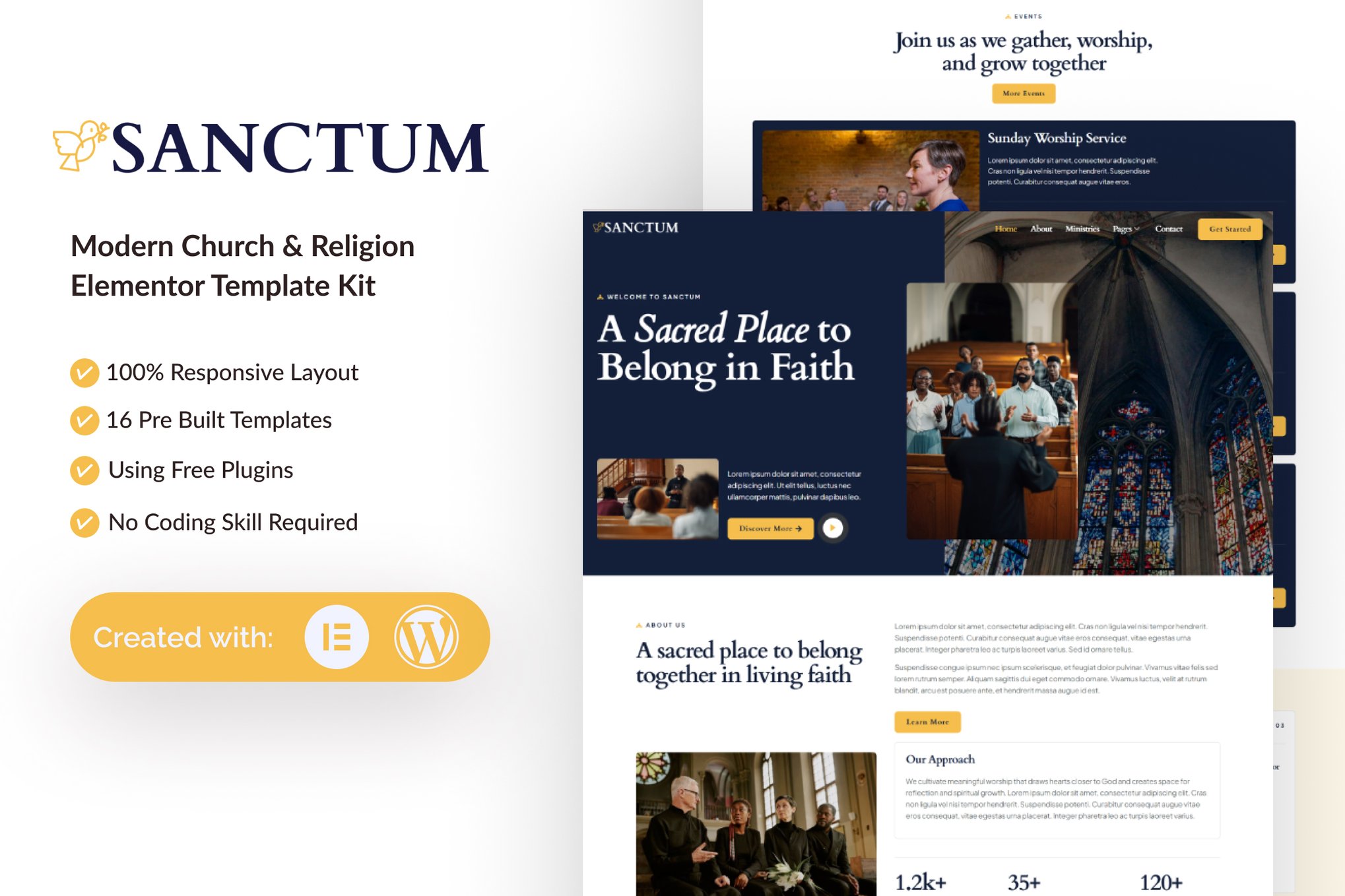 Sanctum - Modern Church & Religion Elementor Template Kit