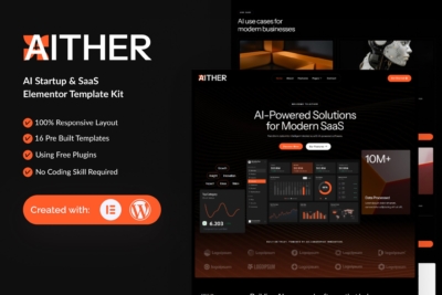 Aither - AI Startup & SaaS Elementor Template Kit