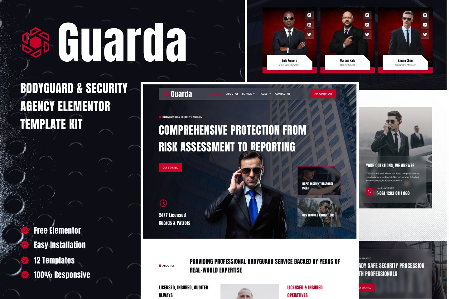 Guarda - Bodyguards & Security Agency Elementor Template Kit