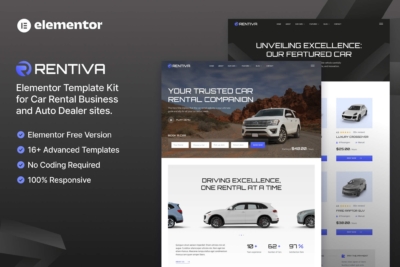 Rentiva – Car Rental Business & Auto Dealer Elementor Template Kit