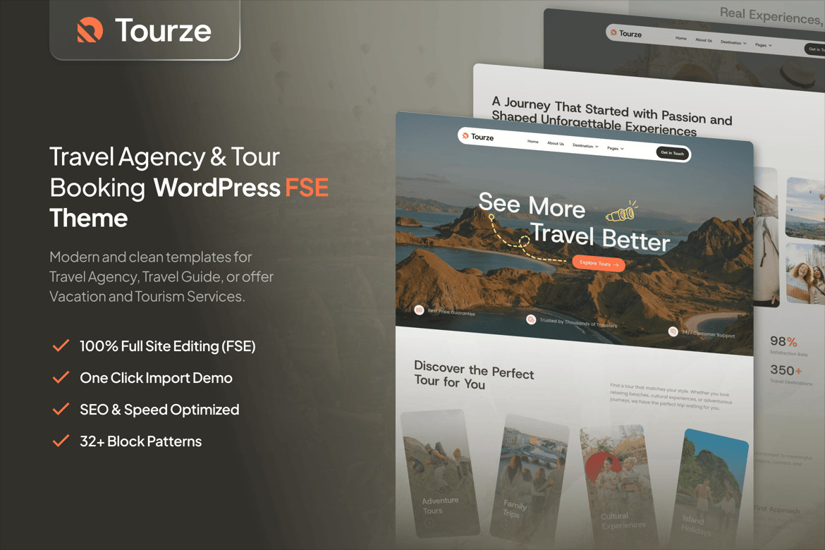 Tourze – Tour Travel Agency WordPress Block Theme 1.0.1