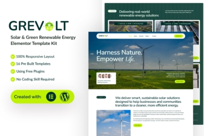 Grevolt - Solar & Green Renewable Energy Elementor Template Kit