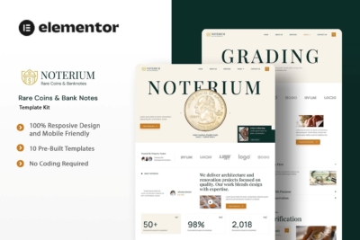 Noterium - Rare Coins & Bank Notes Elementor Template Kit