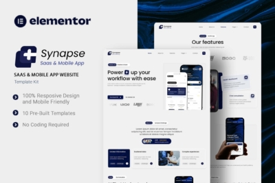 Synapse - Saas & Mobila App Website Elementor Template Kit