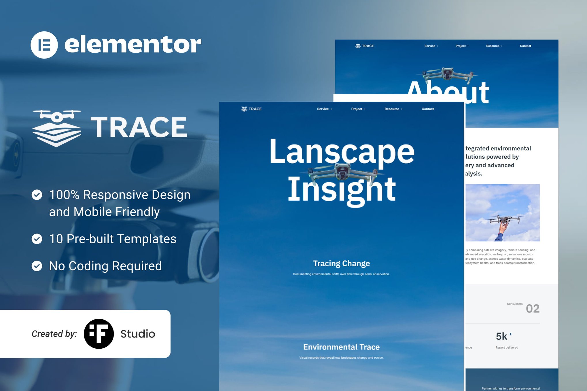 Trace – Environmental Change Documentation Drone Elementor Kit