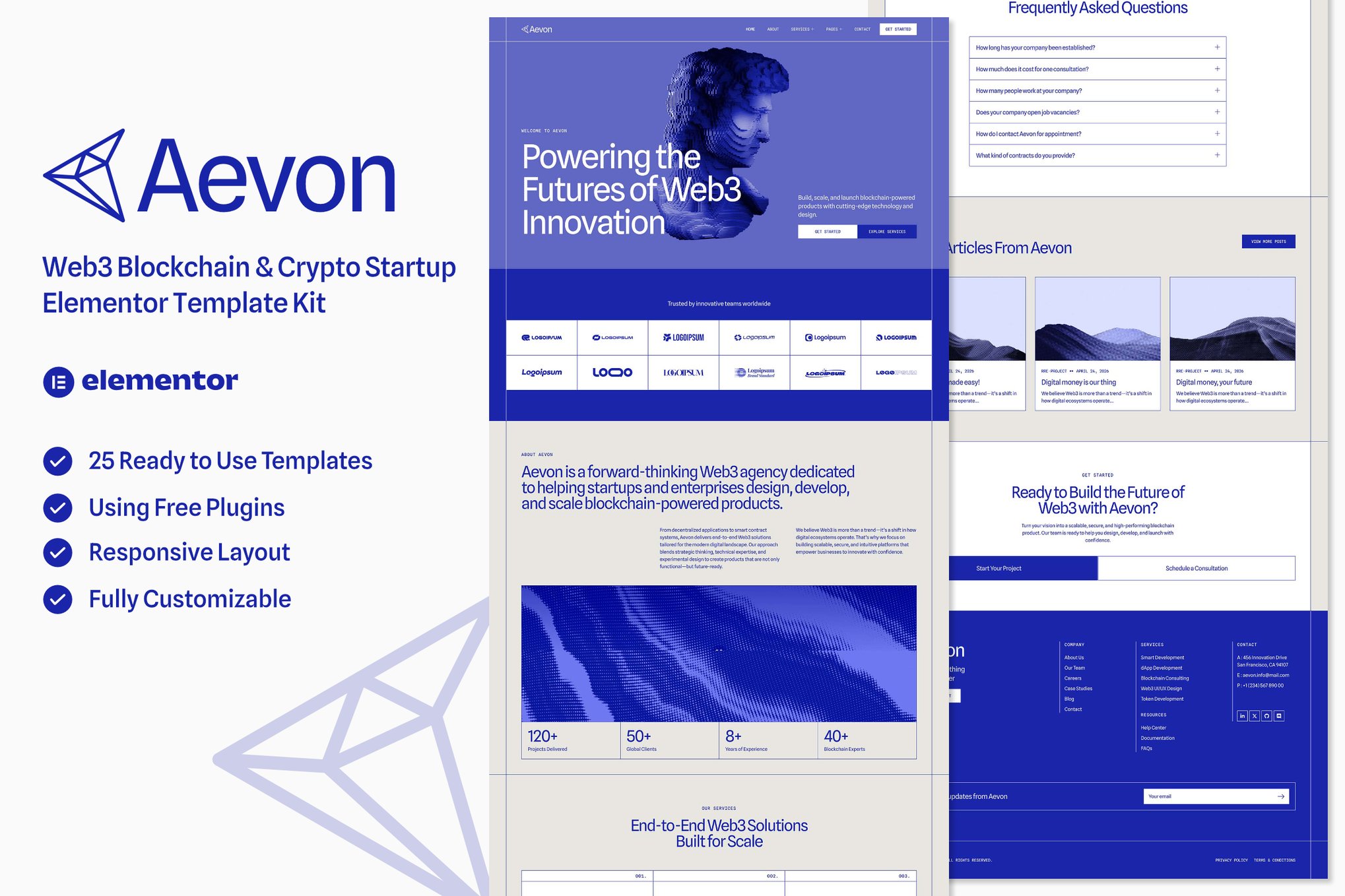 Aevon – Web3 Blockchain & Crypto Startup Elementor Template Kit