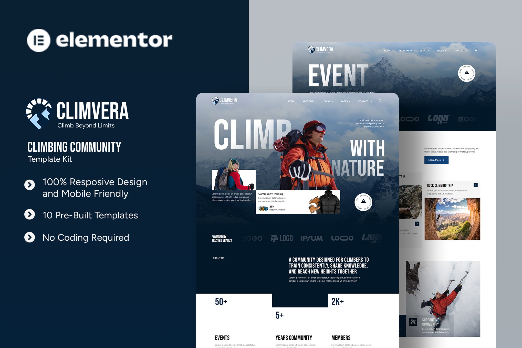 Climvera – Climbing Community Elementor Template Kit