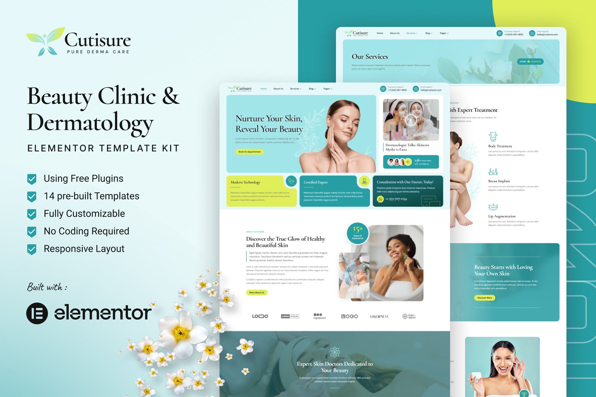 Cutisure – Beauty Clinic & Dermatology Elementor Template Kit