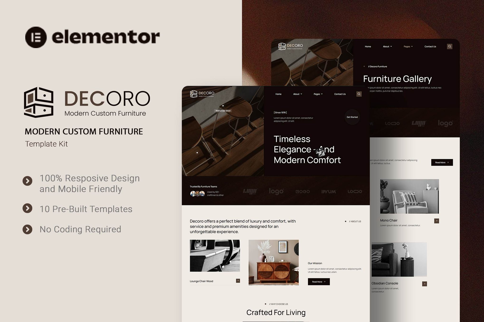 Decoro – Modern Custom Furniture Elementor Template Kit