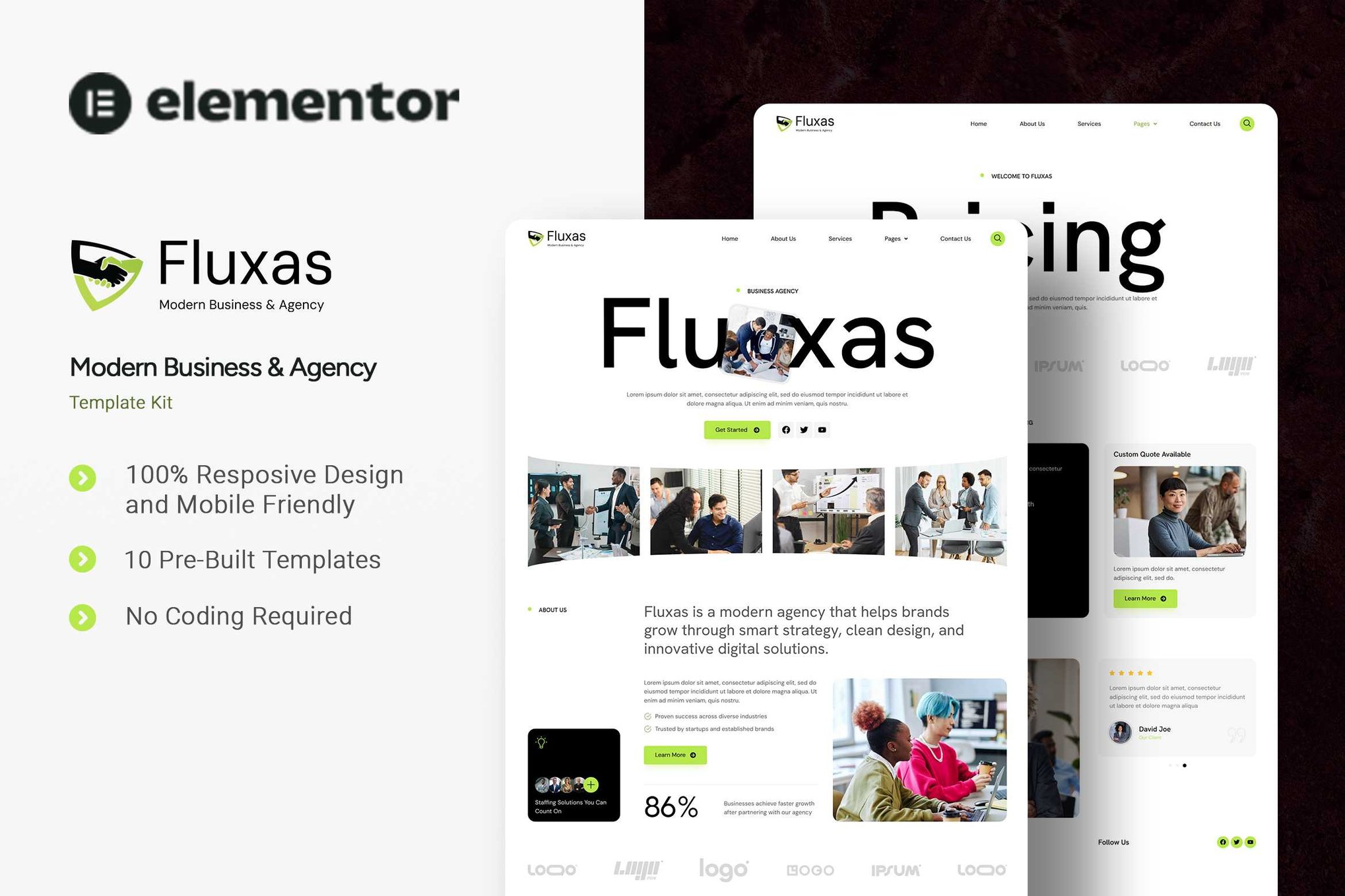 Fluxas – Modern Business & Agency Elementor Template Kit
