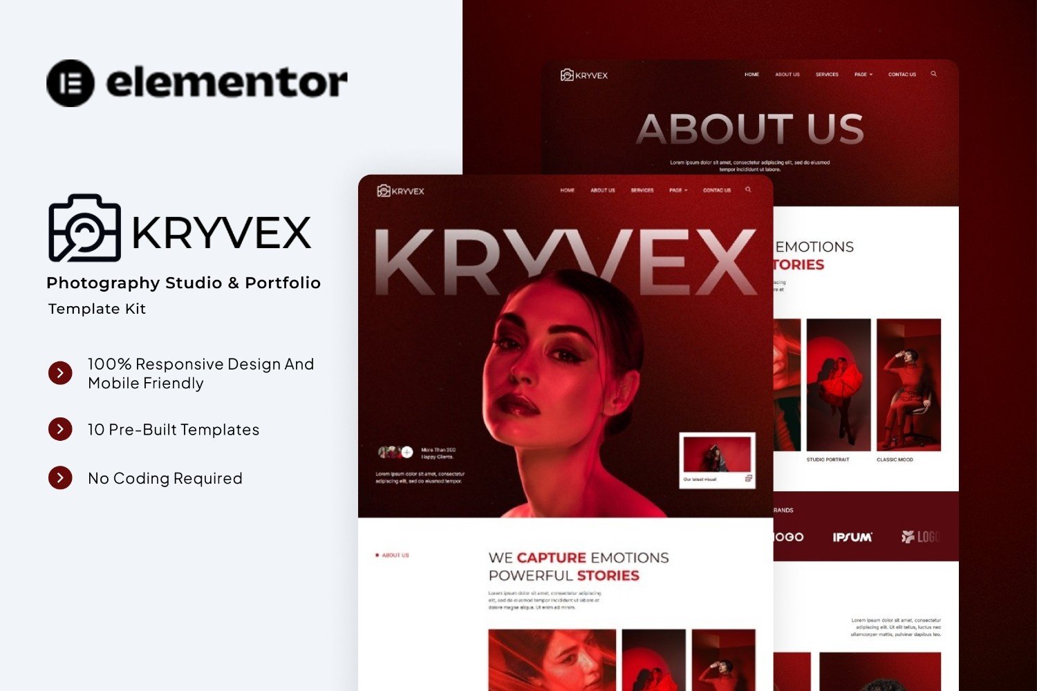 Kryvex – Photography Studio & Portfolio Elementor Template Kit
