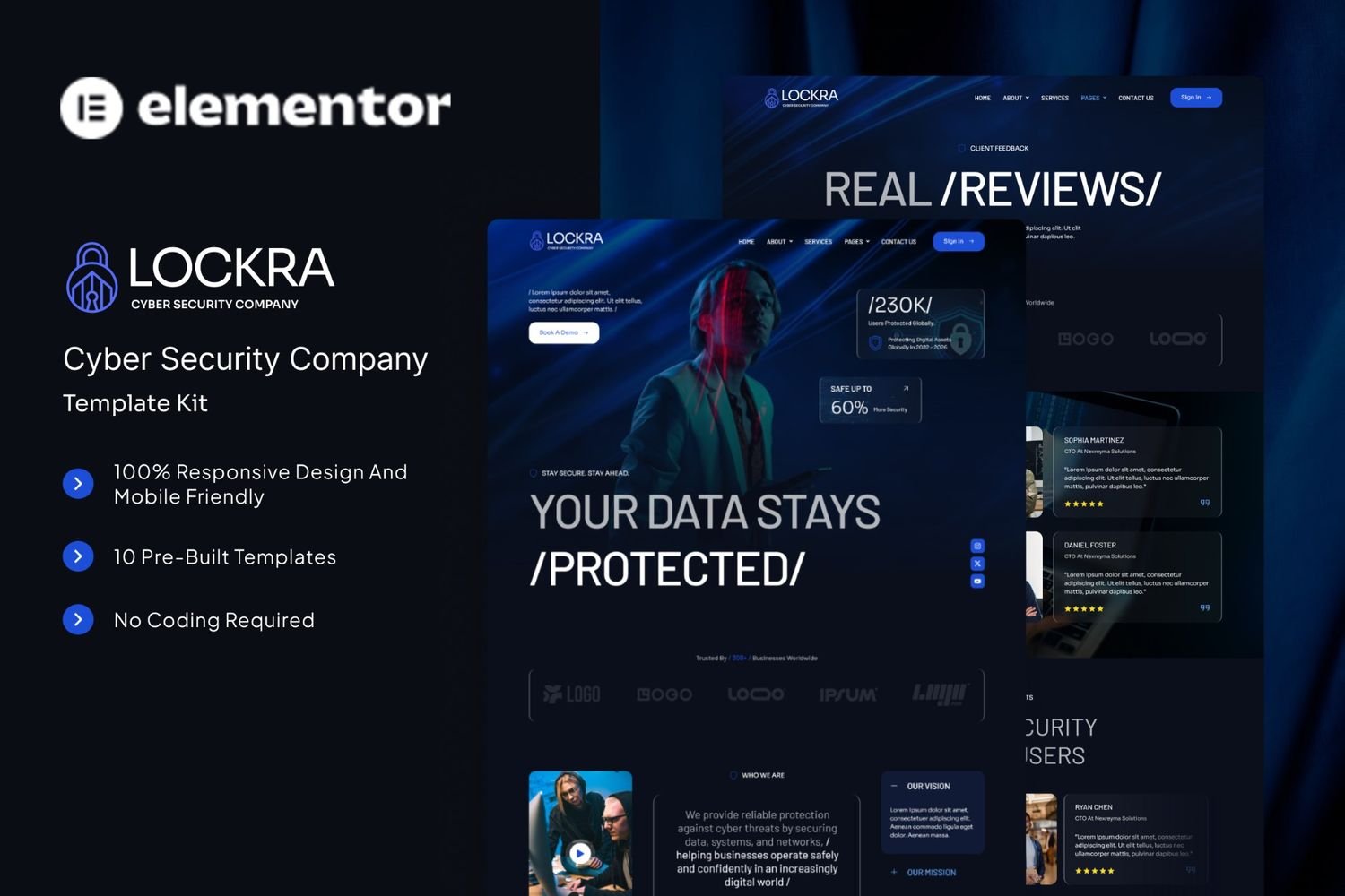 Lockra – Cyber Security Company Elementor Template Kit