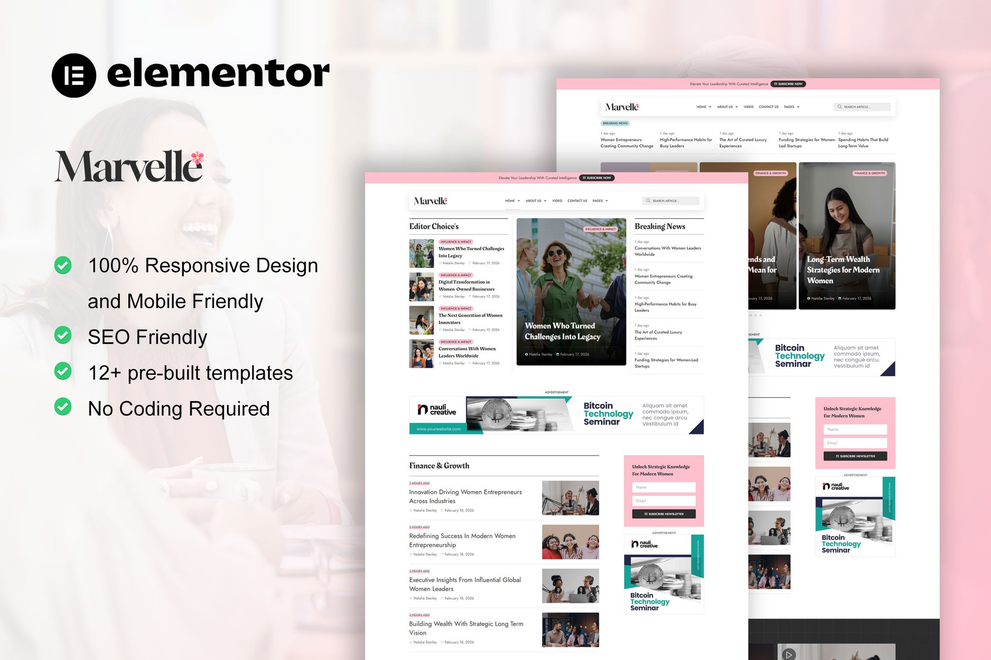 Marvelle – Modern Feminine Blog & Magazine Elementor Pro Template Kit