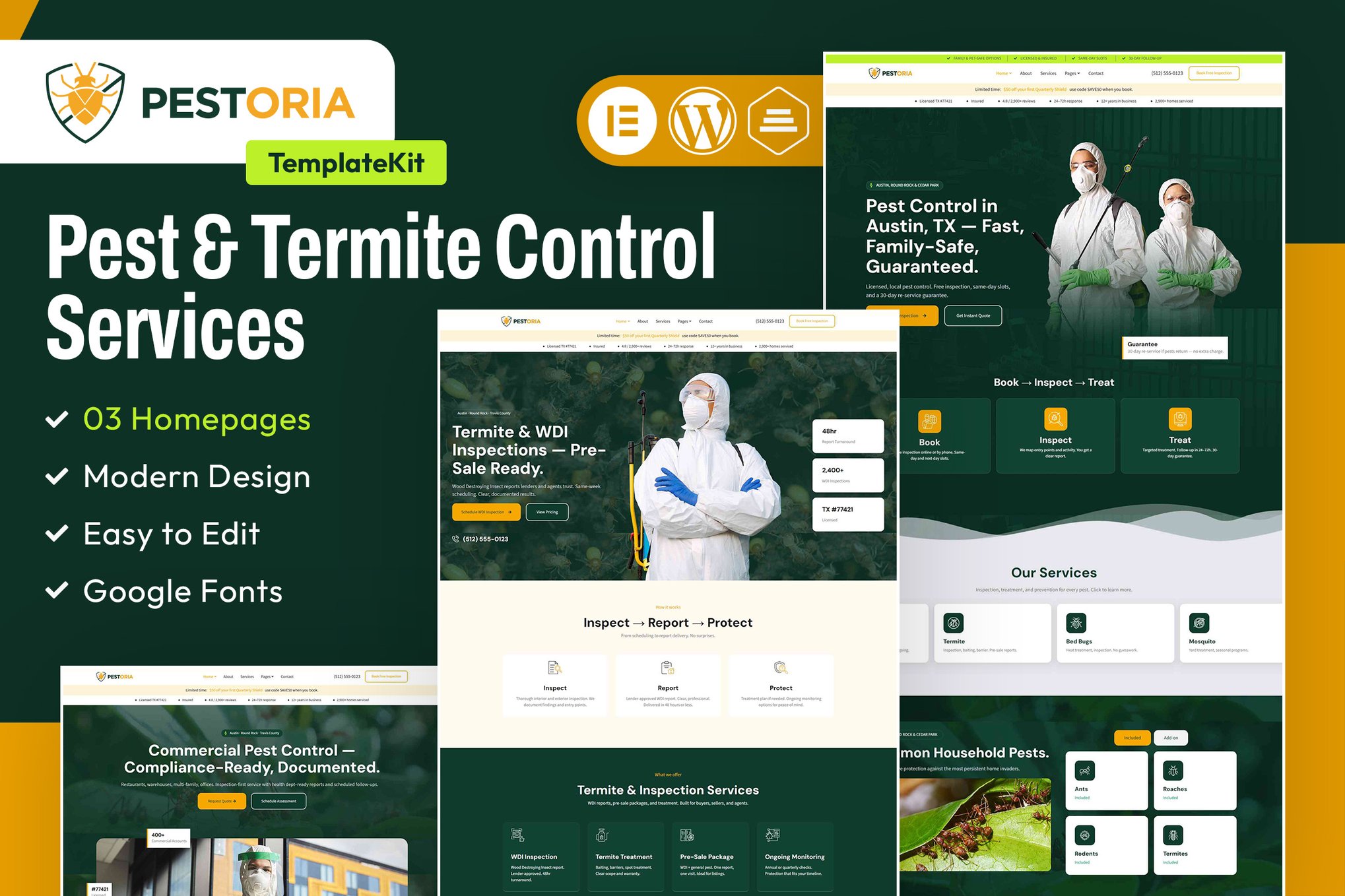 Pestoria – Pest & Termite Control Services Elementor Template Kit