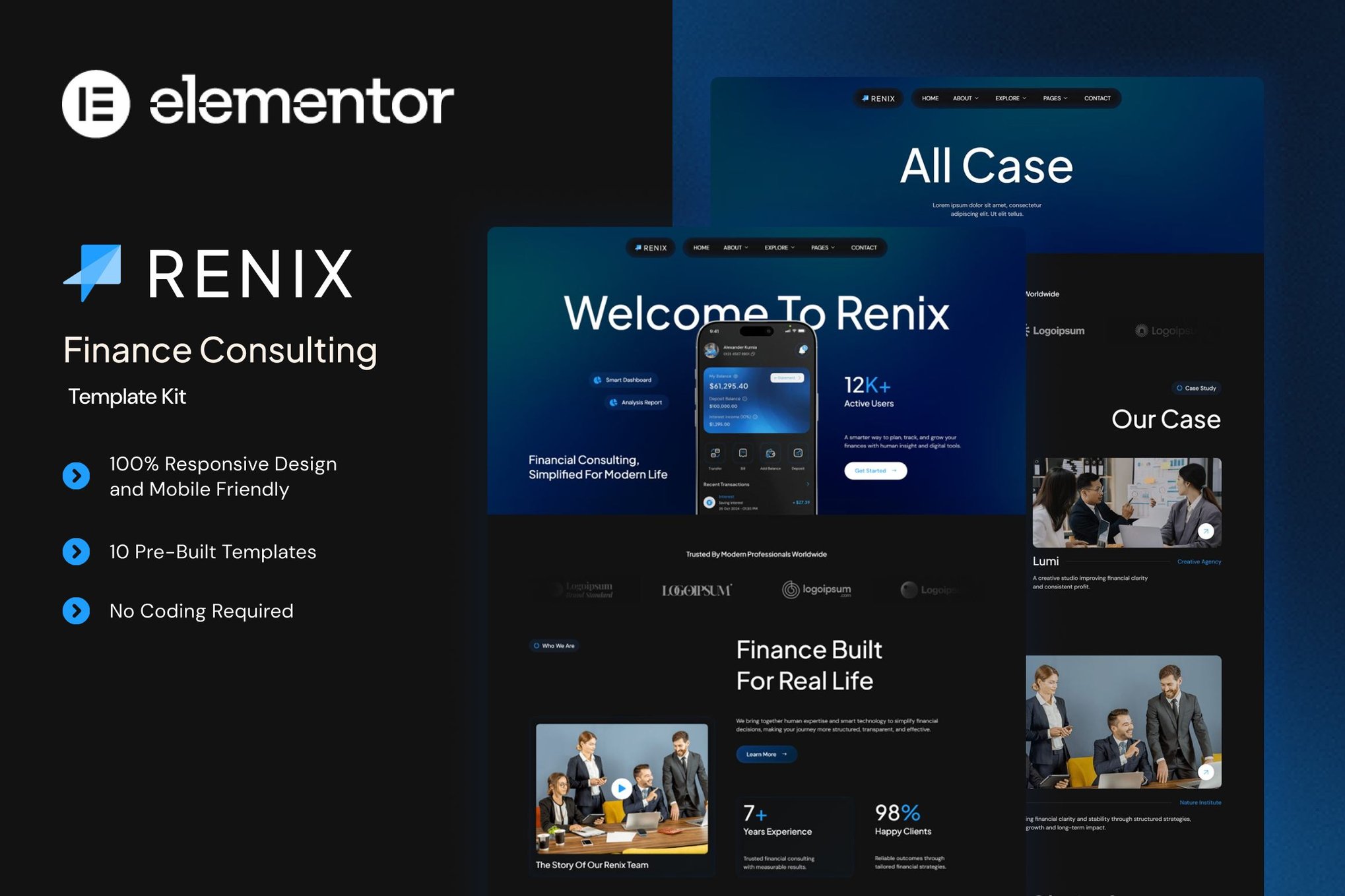 Renix – Finance Consulting Elementor Template Kit