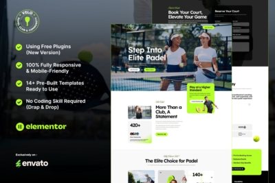 Velo - Padel Club & Community Elementor Template Kit
