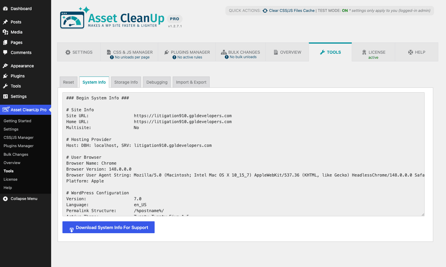 Tools System Info Asset CleanUp Pro Tools System Info tab