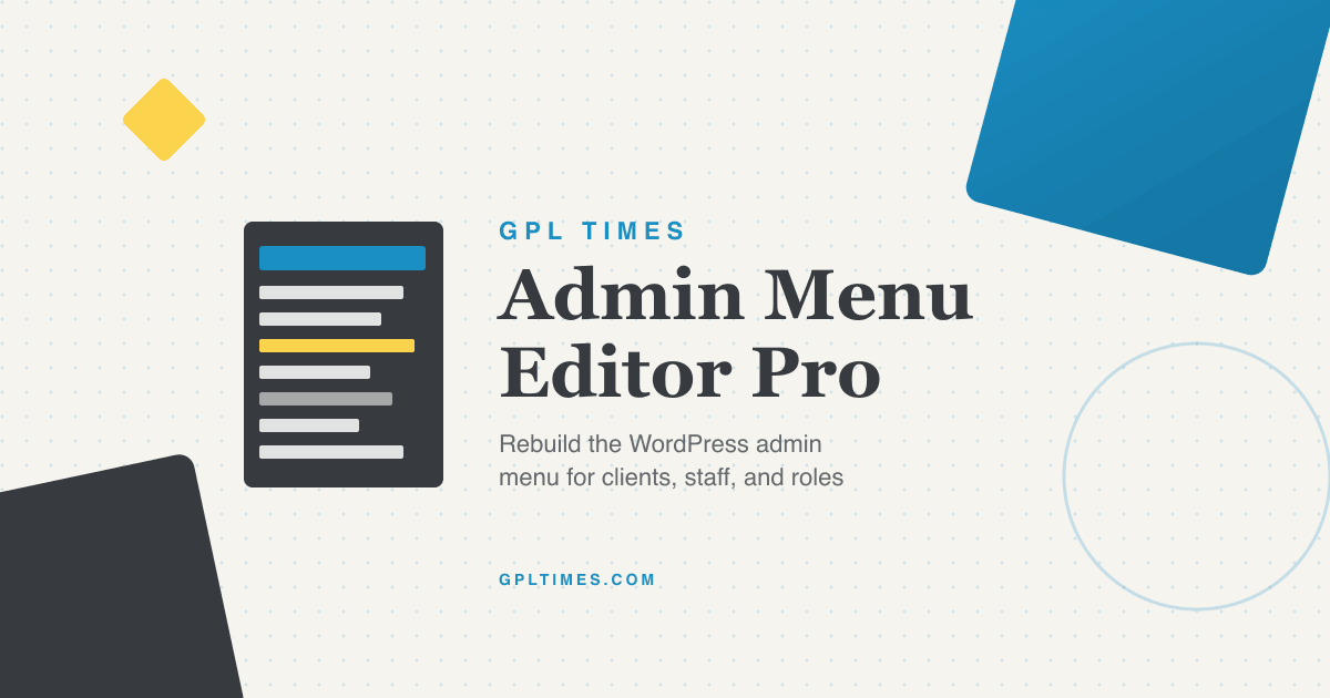 How to customize the WordPress admin menu with Admin Menu Editor Pro review on GPL Times