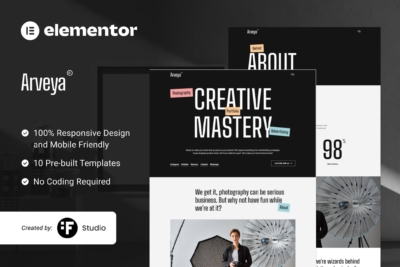 Arveya - Commercial & Advertising Photography Portfolio Elementor Kit
