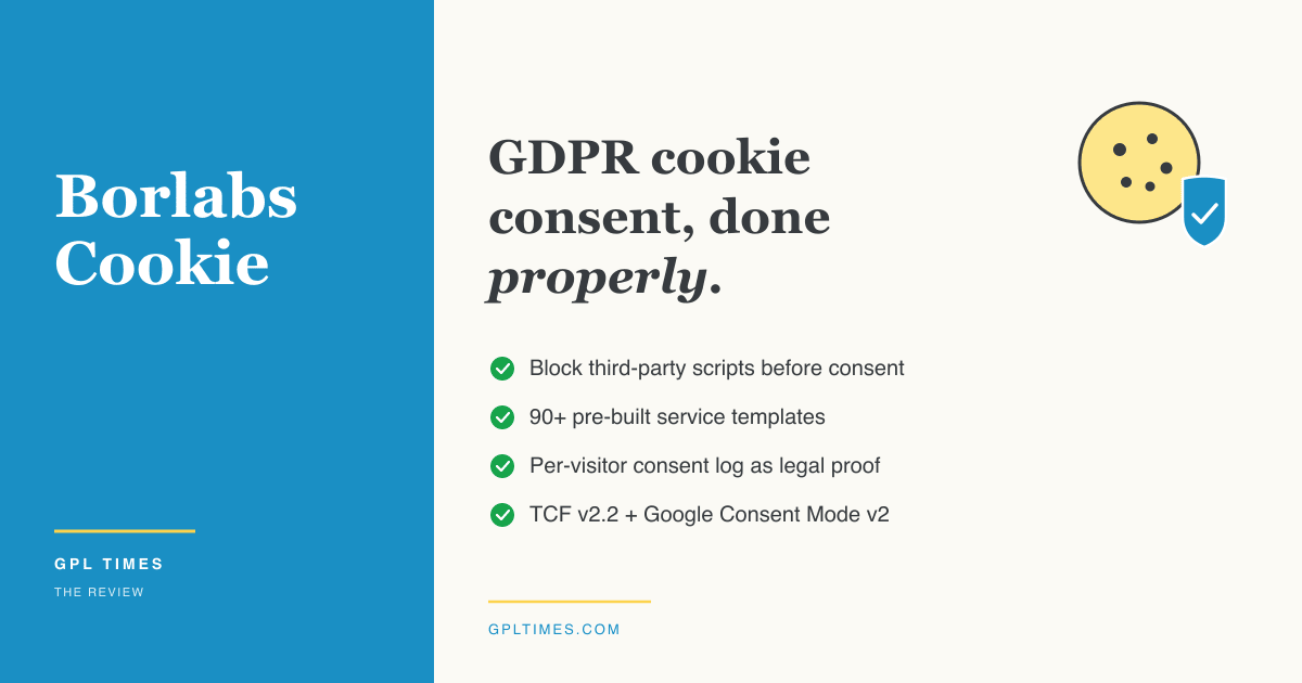 A guide to GDPR cookie consent in WordPress with Borlabs Cookie review on GPL Times