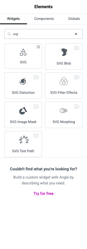 DCE SVG widgets Dynamic Content for Elementor SVG widgets in the Elementor panel