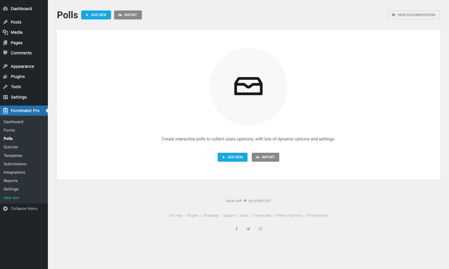 Forminator Polls list page