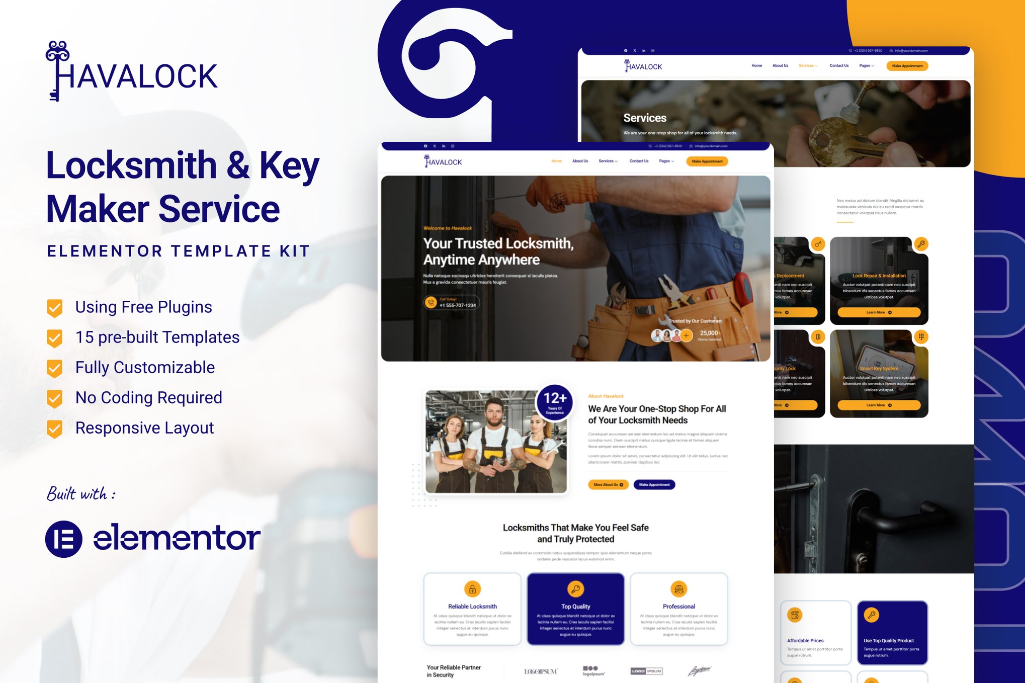HavaLock – Locksmith & Key Maker Service Elementor Template Kit