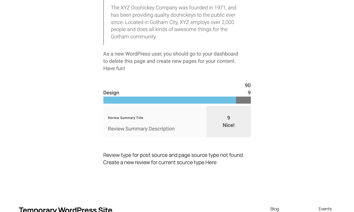 Front-end JetReviews owner review Front-end view of the JetReviews owner-review widget with criteria bar and summary card