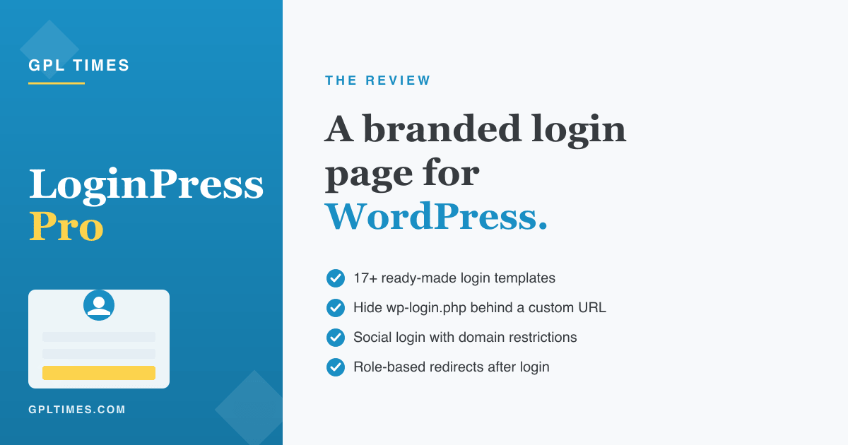 What LoginPress Pro adds to the WordPress login page review on GPL Times