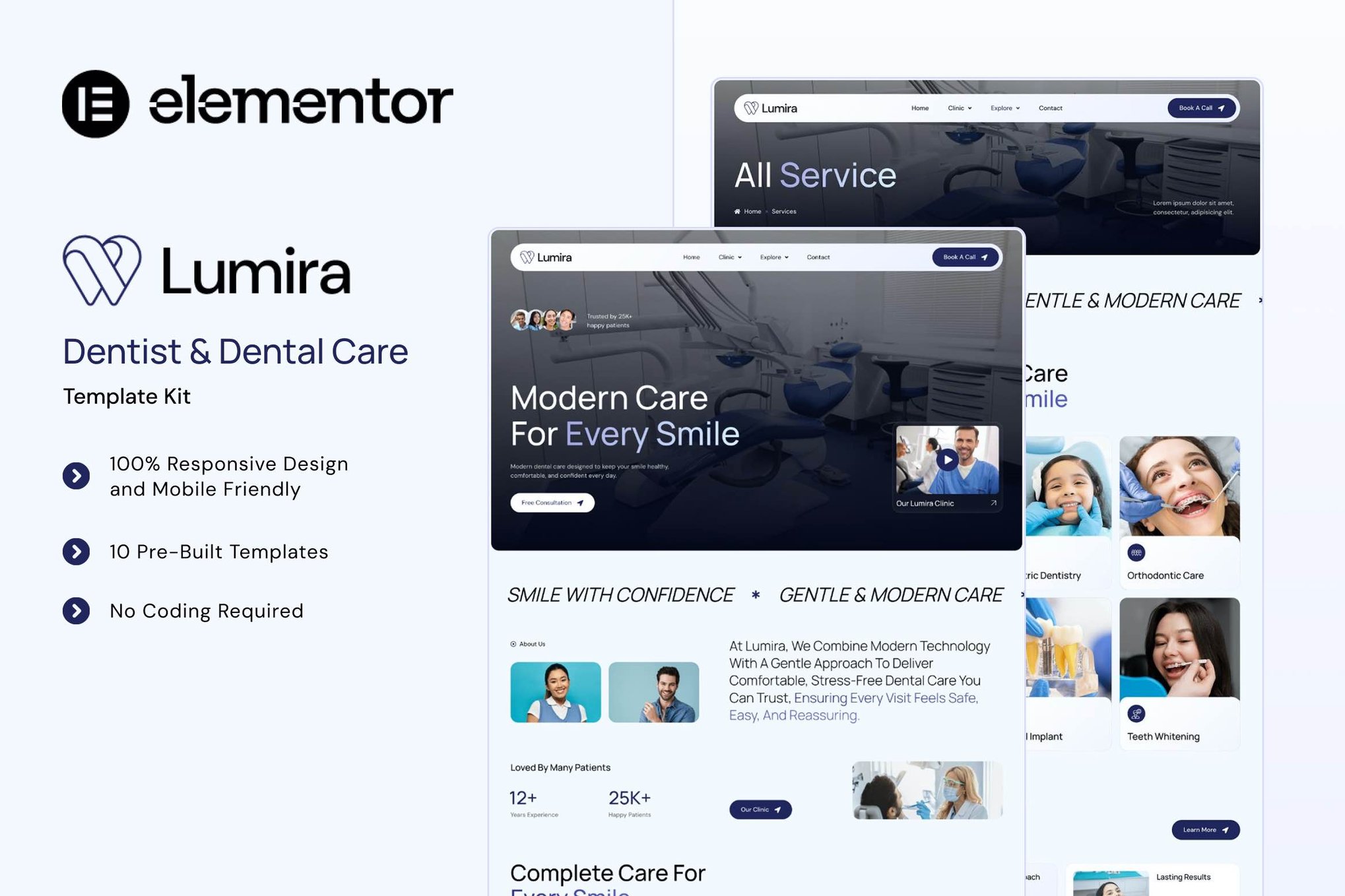 Lumira – Dentist & Dental Care Elementor Template Kit