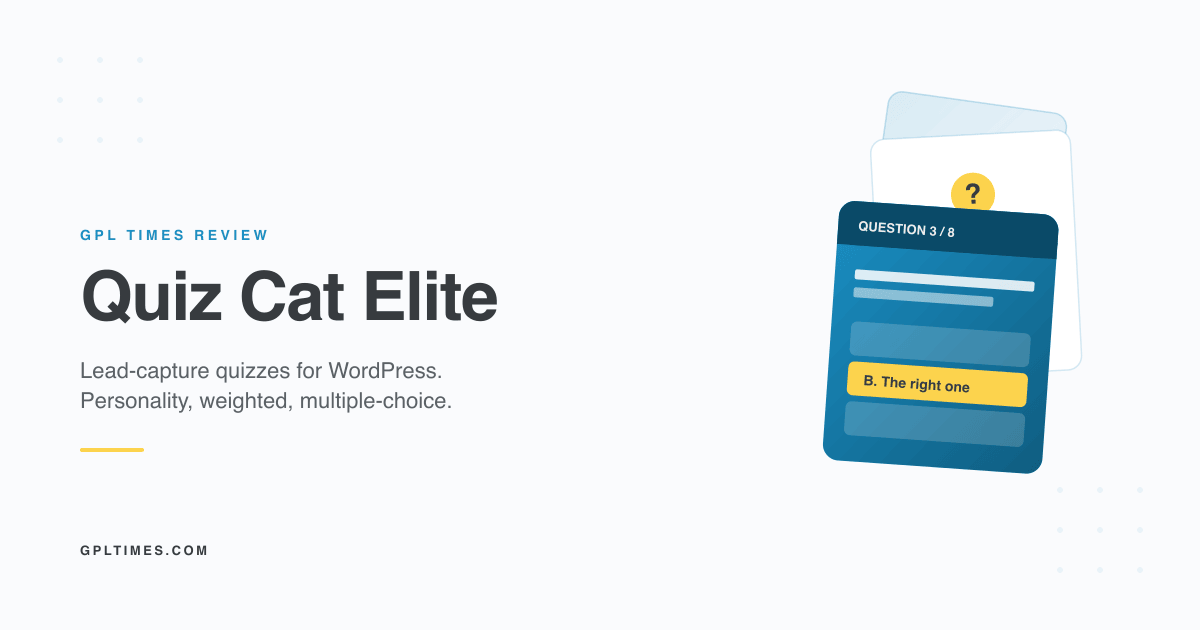 Designing email-capture quizzes for WordPress with Quiz Cat Elite review on GPL Times