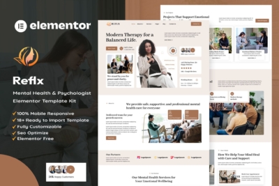 Reflx - Mental Health & Psychologist Elementor Template Kit