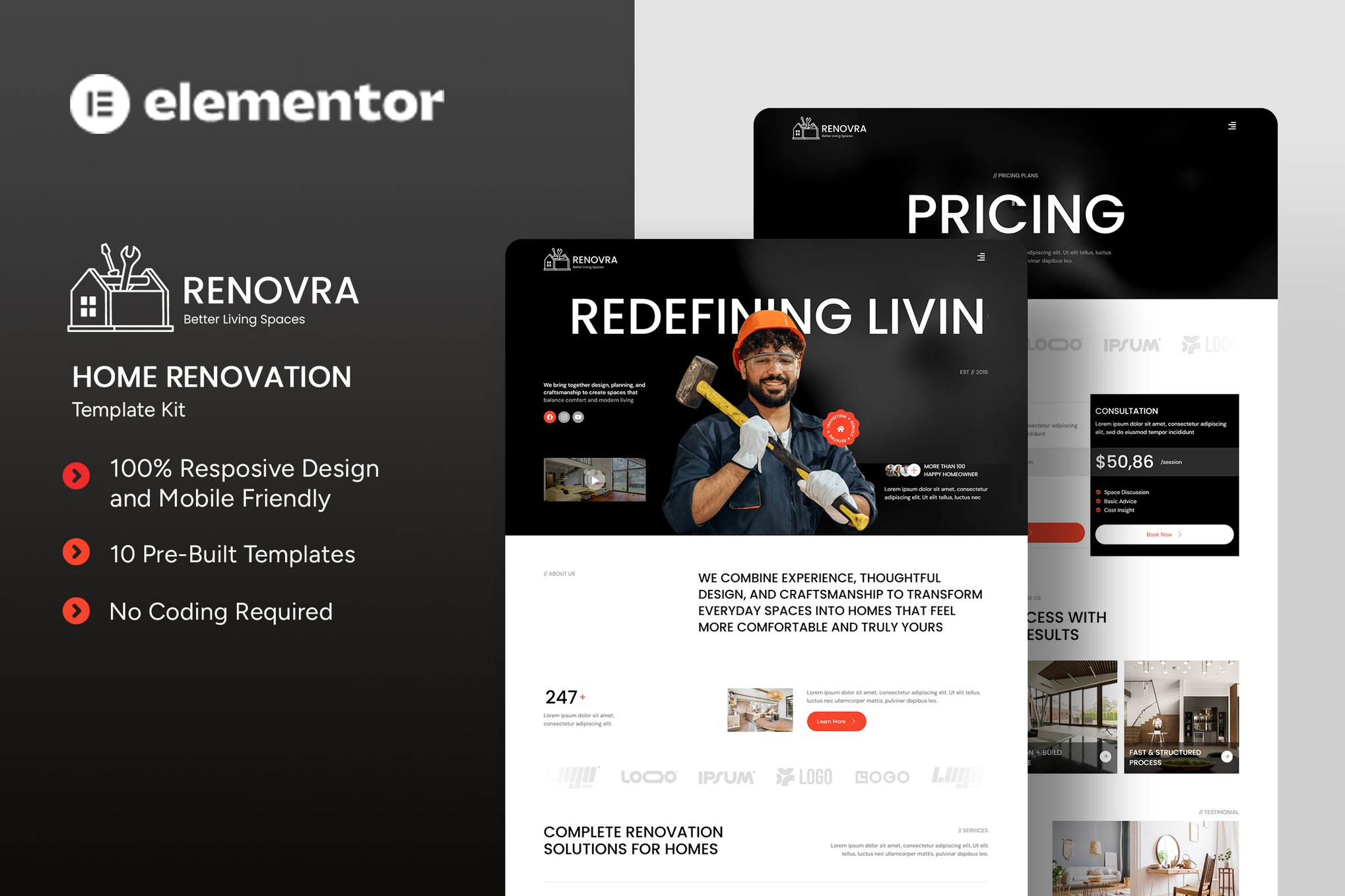 Renovra – Home Renovation Elementor Template Kit