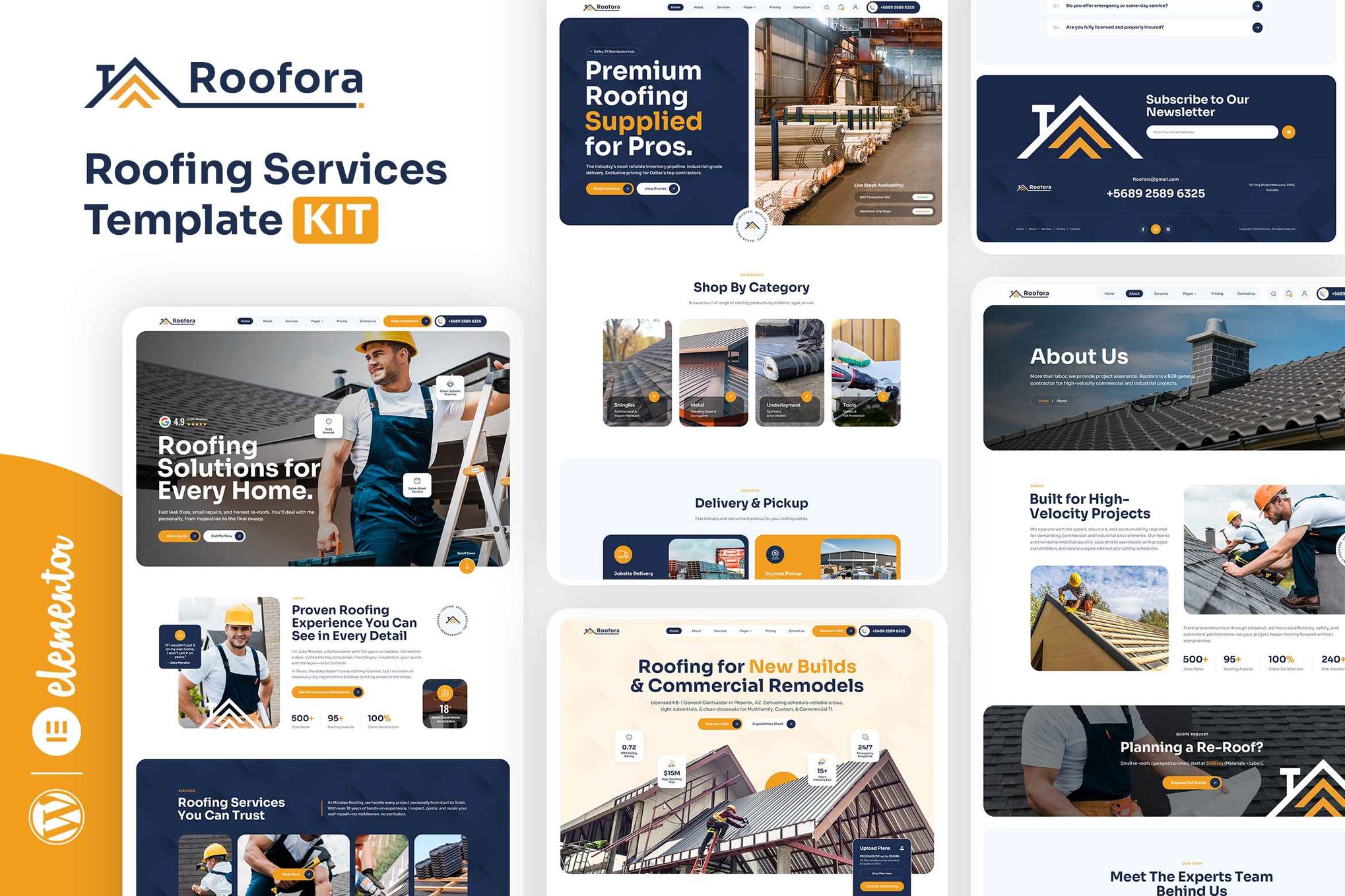 Roofora – Roofing Services Elementor Template Kit